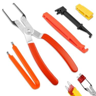 Imagem de 5 peças alicate extrator de relé, ferramenta de remoção de fusível automotivo, removedor de limpador de terminal de bateria de veículo, ferramenta extrator de fusíveis FMM/ferramenta de remoção