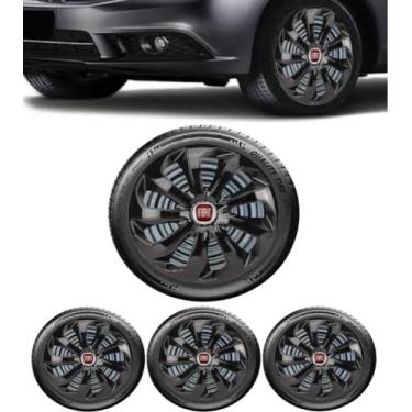 Imagem de Kit 4 Calota Esportiva Velox Preto Aro 13 - Universal (FIA4) Novo Uno Vivace Way Argo Cronos Palio Siena Mobi Punto Linea Grand Siena Idea