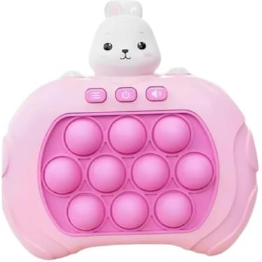 Imagem de Pop It Eletrônico Interativo, Brinquedo Anti-Stress com Jogos de Memória e Reflexos, Design de Urso, Astronauta e Coelhol. Cores sortidas (ROSA)