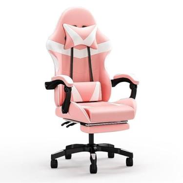 Imagem de Cadeira Ergonômica para Escritório e Games com Apoio para Pés - Conforto Total para Uso Prolongado (Rosa)