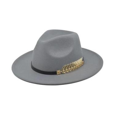 Imagem de Chapéu Fedora Masculino Estiloso De Aba Larga, Cor Sólida, Acessório C