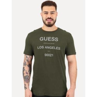 Imagem de Camiseta Guess Masculina Los Angeles 90021 Verde Militar-Masculino