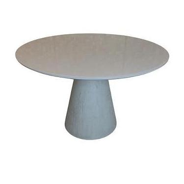 Imagem de Mesa de Jantar Cone Cimento Queimado 160 cm Tampo Cinza + Vidro Temper