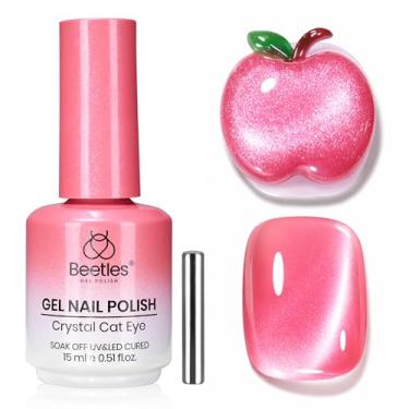 Imagem de Esmalte Beetles Apple Sweet Gleam Pink Cat Eye Gel - 15 ml Brilho Rosa Olho de Gato Primavera Gel Esmalte Magnético Efeito Brilhante Absorver UV Nail Art Design Salon DIY Manicure Presente para