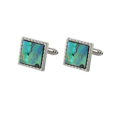 Imagem de Abotoaduras quadradas elegantes com incrustação de concha de abalone b