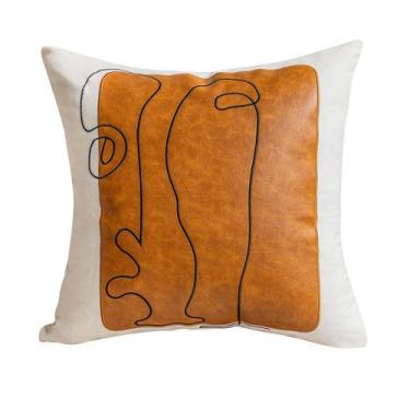 Imagem de Capa de travesseiro Abstract Line Art Couro e Algodão 45x45cm - yiweis