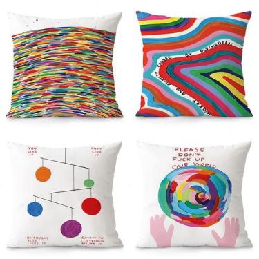 Imagem de Conjunto de fronhas Psychedelic Abstract Art Plush 35x35cm x4 - yiweis