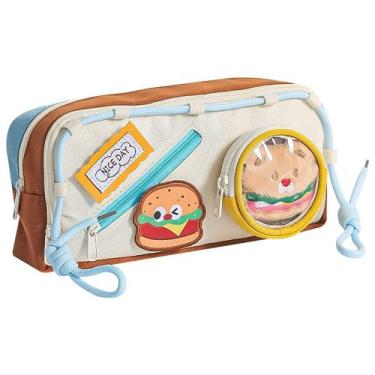 Imagem de Estojo de lápis Cute Ins Style com design de hambúrguer com tema gastr