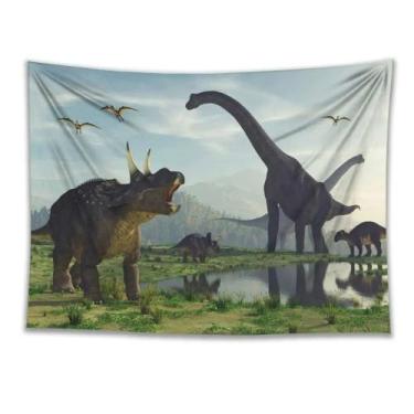 Imagem de Tapeçaria de parede Jurassic Dinosaur 150x130cm de fibra química - Yiw