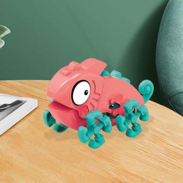 Imagem de Blocos de animais para construção de brinquedos, camaleão/sebe montado