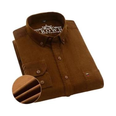 Imagem de Camisa Casual Masculina De Algodão Corduroy 7XL 6XL Com Manga Longa, C