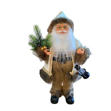 Imagem de Papai Noel Lanterna com arranjo marrom pele 30cm - Magizi