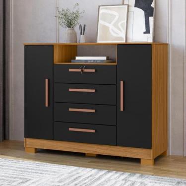 Imagem de Comoda 4 Gavetas 2 Portas com Chave e Nicho Funcional - Clique Chique 