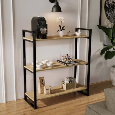 Imagem de Aparador para Sala em Ferro com Mdf Genova Freijó/Preto