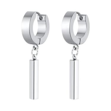 Imagem de Brincos Masculinos Punk Geométricos De Argola Huggie Hipoalergênicos D