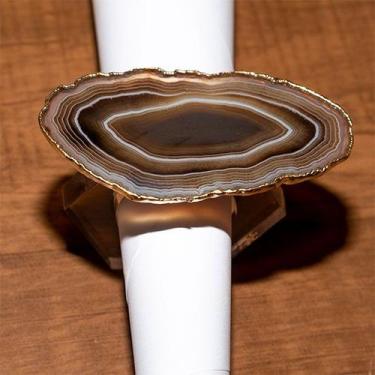 Imagem de Porta Guardanapo Agata Preta Natural Base Acrilico Sextavado - Cristai