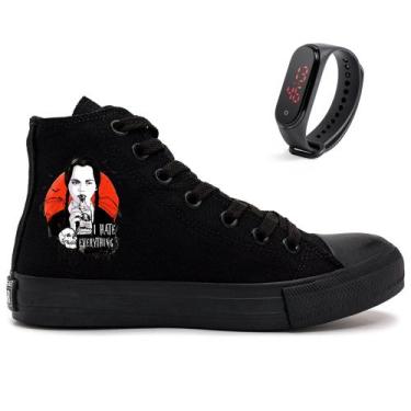 Imagem de Tênis Star Wandinha Wednesday + Relógio Moda Jovem Lançamento Série In