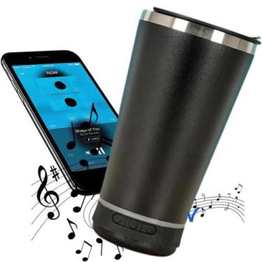 Imagem de Copo Térmico Inox com Tampa Abridor e Caixa de Som com Bluetooth Led 4