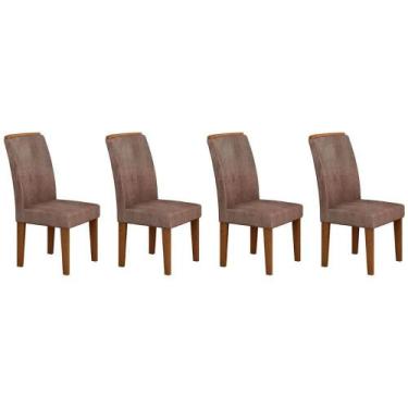 Imagem de Kit 4 Cadeiras Sala Jantar Lunara 4 Un Imbuia/Suede Capuccino - Rufato