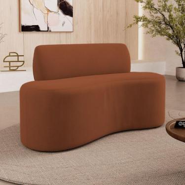 Imagem de Sofá Compacto Moderno Orgânico Sora 100cm Suede Terracota - Desk Desig