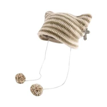Imagem de Gorro De Lã Tricotado Com Orelhas De Diabo Y2K Para Mulheres, Estilo H