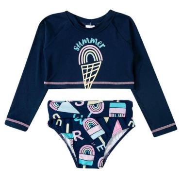 Imagem de Biquíni Infantil Proteção UV Cropped Sorvete Marinho Tip Top, 1
