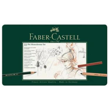 Imagem de Estojo Metal Monocromático Faber Castell para Desenho 33 Peças