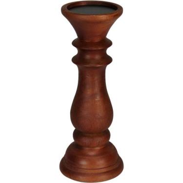 Imagem de CASTIÇAL PORTA VELA DECORATIVO HOME&CO MADEIRA 23x9x9cm MARROM
