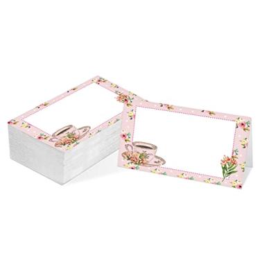 Imagem de Cartão de mesa para mesa, cartões temáticos estilo tenda, pacote com 25 cartões de recepção meio dobrada, perfeito para chá de noiva, festa de aniversário, banquete e eventos especiais C26