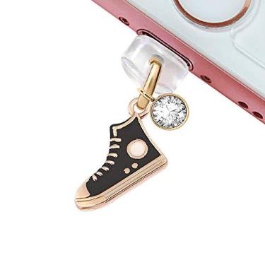 Imagem de Porta de carregamento USB CP56 antipoeira plugue bonito preto esporte calçado pingente de telefone para iPhone 11/PP MAX/XR/X/8 Plus/7/6S/6/SE iPad iPod