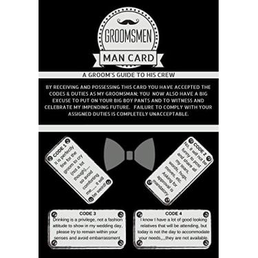 Imagem de Presentes de casamento para padrinhos | Cartão masculino | Pacote com 8 | Cartas de pedido de padrinhos | Peça de casamento em forma de carta preta vintage rústica premium