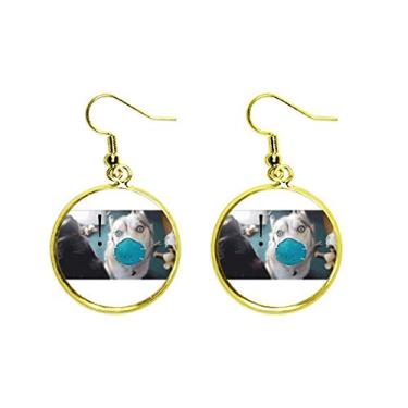Imagem de Brinco feminino com pingente de orelha com cabeça boba e expressão de cachorro, joia dourada, Metal