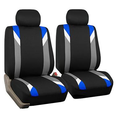 Imagem de FH Group Conjunto de capas de assento de carro de pano frontal para assentos de carro com encosto de cabeça removível, ajuste universal, capa de assento compatível com airbag para SUV, Sedan, Van Blue