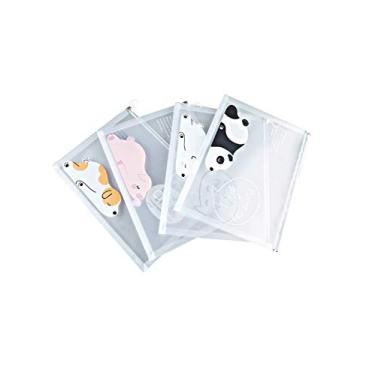 Imagem de 4 bolsas de arquivo brancas com zíper Legou para materiais escolares e escritório, foto colorida-1