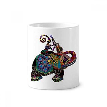 Imagem de Elefante Trekking China Minority Dressing Totem Escova de Dentes Suporte Caneca Cerâmica Suporte Lápis Copo
