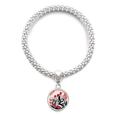 Imagem de DIYthinker Pulseira de prata chinesa de trabalhador camponesa soldado água pingente, joia ajustável