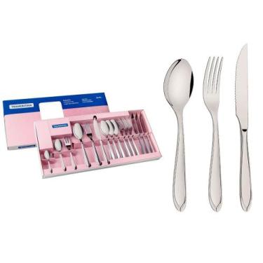 Imagem de Faqueiro Talheres Aço Inox Tramontina garfo faca colher Laguna 24 Peça