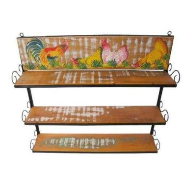 Imagem de Porta Condimento Triplo 80 Em Madeira E Ferro - Cód 1225 - Barrocarte