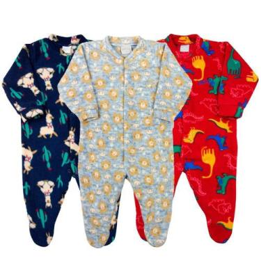 Imagem de Kit 3 Peças Pijama Macacão de Bebê Plush Estampado Enxoval - Koala Bab