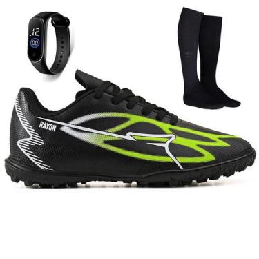 Imagem de Kit Chuteira Futebol Society Sintetica Campo Grama Sintetica + Meião +