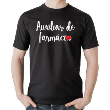 Imagem de Camiseta Algodão Auxiliar de Farmácia por Amor - Foca na Moda, Preto, 