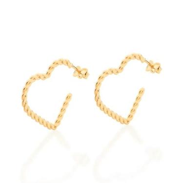 Imagem de Brincos Rommanel Meia Argola Coração Torcido 526763 320034, Dourado