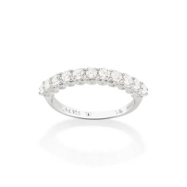 Imagem de Meia Aliança Rommanel Prata 925 Com Zircônias 810240, Branco, 14