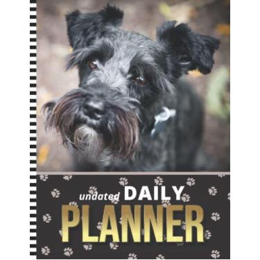 Imagem de Undated Daily Planner: 8.5x11 One Page Per Day Diary / 6AM to 7PM Hourly Schedule/With To Do List - Note Section/New Year's - Christmas Gift/Black Mini Schnauzer - Dog Art Photo