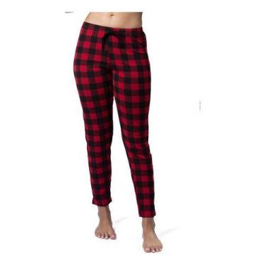 Imagem de Pijama Calça Avulsa Xadrez Empório Do Algodão, Vermelho, P