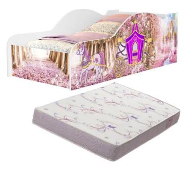 Imagem de Mini Cama Infantil Juvenil Carro Com Proteção Lateral Adesivada MDF De