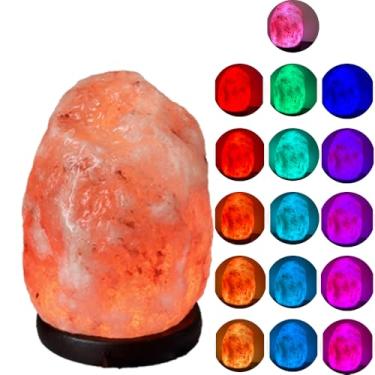 Imagem de Liuliuyoyo Lâmpada remota de sal do Himalaia com 16 cores, lâmpada de cristal natural de rocha de sal esculpida à mão, lâmpada USB de cristal de sal de controle remoto para decoração de casa e