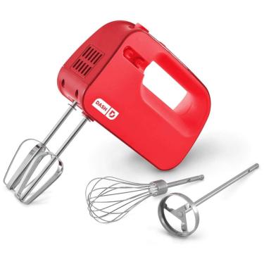 Imagem de Batedeira de Mão com 3 Velocidades e Acessórios, Aço Inoxidável, 150W, 110v, DASH DSHM155GBRD04, Vermelho