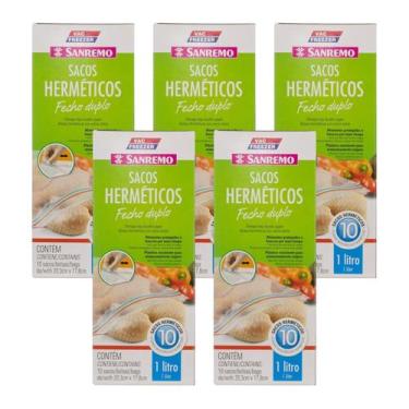 Imagem de Kit com 50 Sacos Herméticos Fecho Duplo Sanremo 1 litro