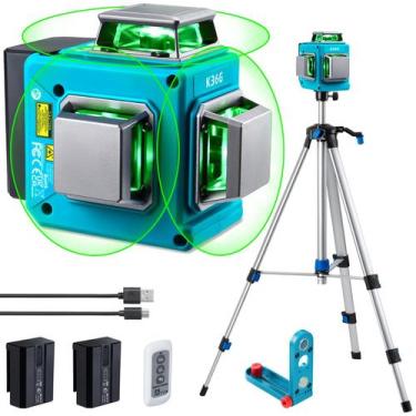 Imagem de Nível de laser KEZERS 3 x 360 com tripé, controle remoto, laser verde